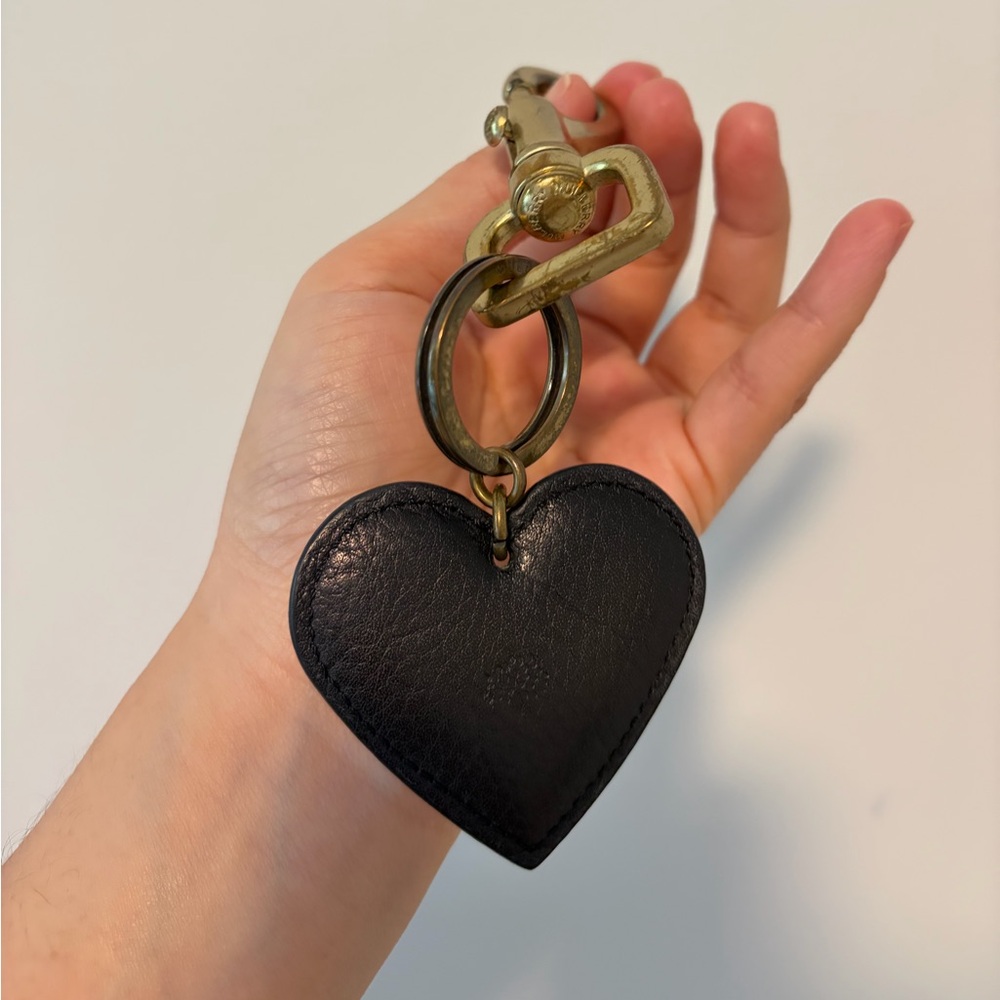 Mulberry Black Heart Leather Keychain